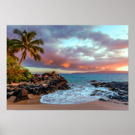 Póster Paraíso tropical hawaiano de arena en la playa