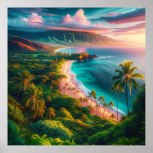 Póster Paraíso tropical hawaiano de Maui