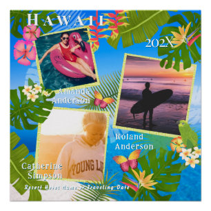 Póster Paraíso tropical Recuerdos de viaje mar