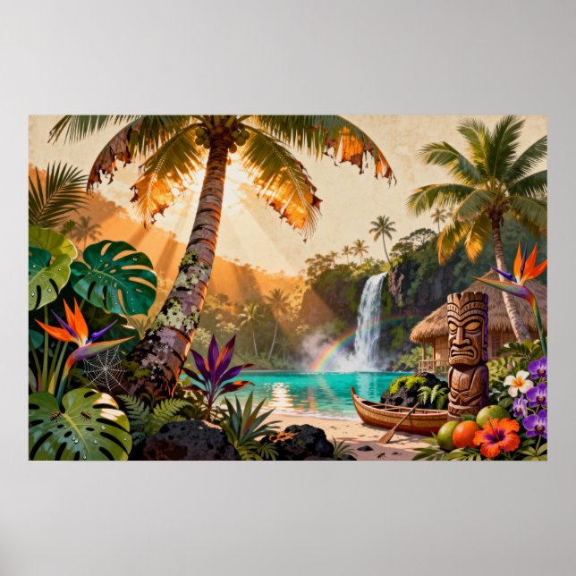 Póster Paraíso Tropical: Un Refugio de Isla Vibrante (Frente)