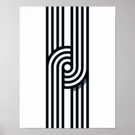 Póster Parallel Lines Art Print - Black and White Line