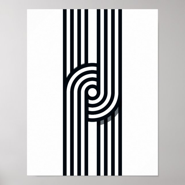 Póster Parallel Lines Art Print - Black and White Line (Frente)