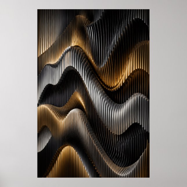 Póster paramétrico 3D Black Gold Chrome (Frente)