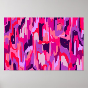 Póster Parche de bayas: abstracto rojo y rosa