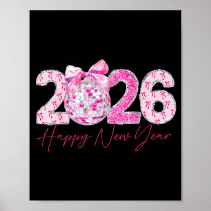 Póster Parche de Bola de Disco de Feliz Año Nuevo 2026