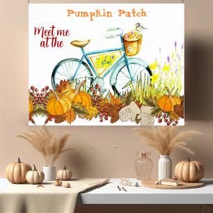 Póster Parche de calabaza de granja Colores de otoño Bici