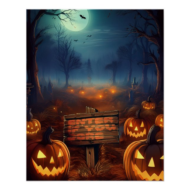 Póster Parche de calabaza de Halloween con miedo (Anverso)