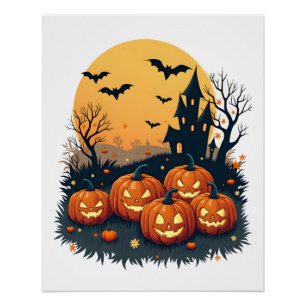 Póster Parche de Calabaza Espeluznante � Retro Tee de Hal