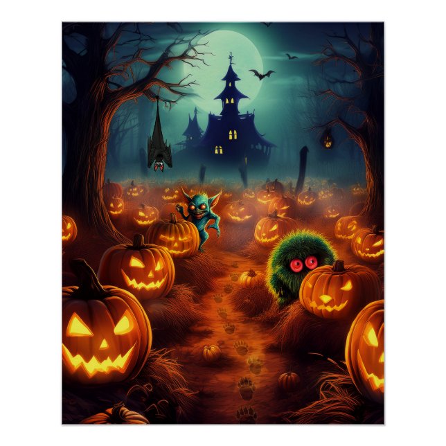 Póster Parche de calabaza haunda de Halloween (Anverso)