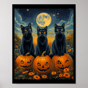 Póster Parche de Calabazas a la Luz de la Luna de Hallowe