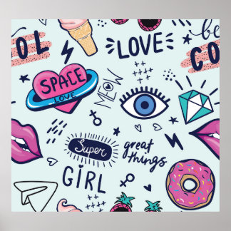 Póster Parche de Moda: Pegatinas de Pop Art.