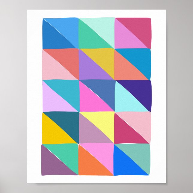 Póster Parche de triángulo geométrico abstracto colorido (Frente)