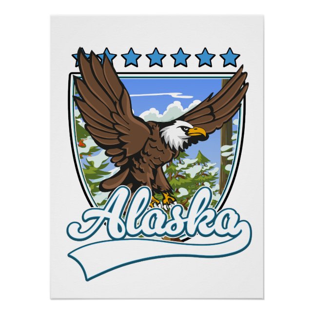 Póster Parche de viaje de Alaska (Anverso)