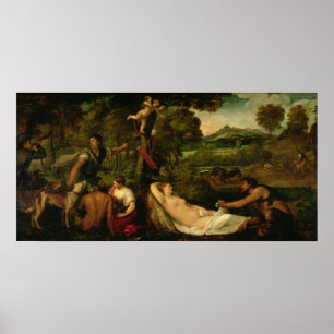 Póster Pardo Venus o Júpiter y Antiope