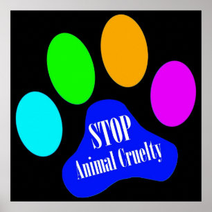Póster Pare el poster animal de la crueldad (el negro)