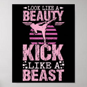 Póster Parece una belleza patea como una bestia Karate Ki