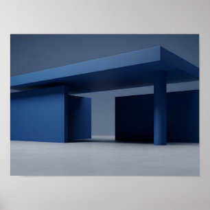 Póster Pared Arqueológica Pabellón Modernista Azul Profun