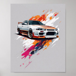 Póster Pared Art Nissan Skyline car