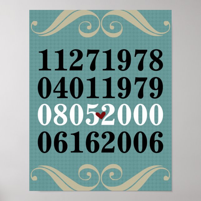 Póster Pared artística de fecha - Familias con 1 niño (Frente)