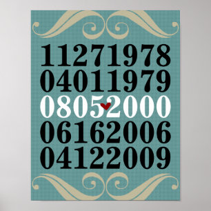 Póster Pared artística de fecha - Familias con 2 niños Po