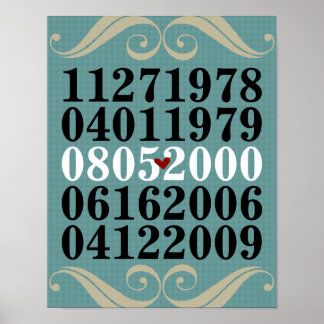 Póster Pared artística de fecha - Familias con 2 niños Po