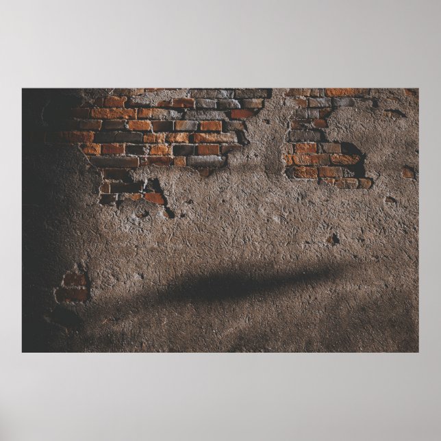 Póster Pared con ladrillos rotos (Frente)