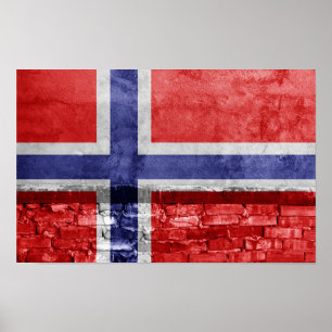 Póster Pared de bandera de Noruega