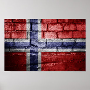 Póster Pared de bandera de Noruega
