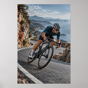 Póster Pared de carretera costera ciclista descenso de mo