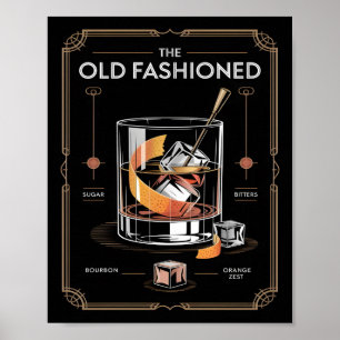 Póster Pared de Cóctel Old Fashioned Art Deco