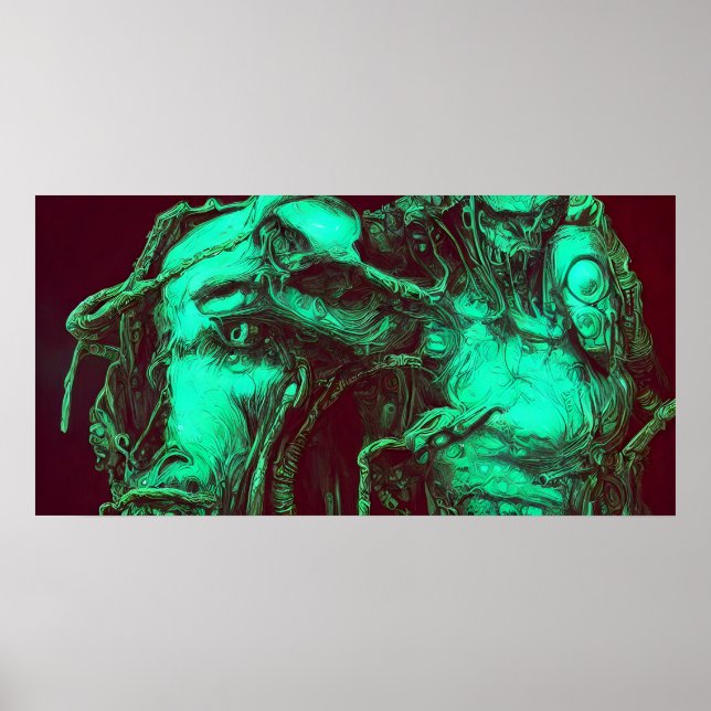 Póster Pared de creatura parecida a la bestia verde (Frente)