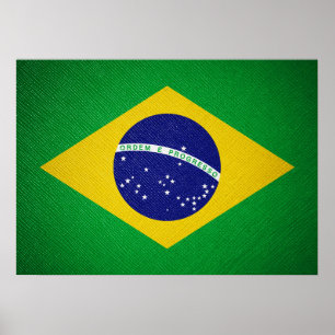 Póster Pared de cuero de la bandera de Brasil