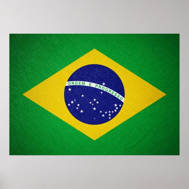 Póster Pared de cuero de la bandera de Brasil (Frente)