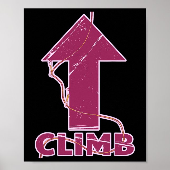 Póster Pared de escalada en roca cuerda y quickdraws  (Frente)