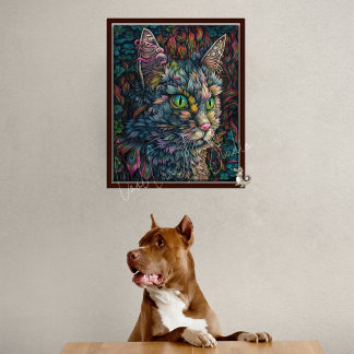 Póster Pared de gato digital arte-bello retrato de gato c