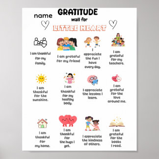Póster Pared de gratitud para pequeño corazón