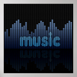 Póster Pared de onda de música ecualizador digital