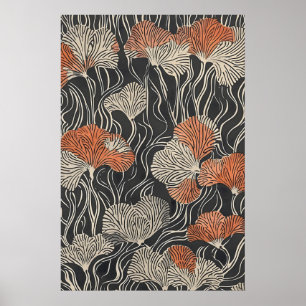 Póster Pared de patrón floral abstracto neutro - Vintage