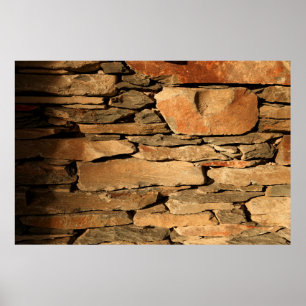 Póster Pared de piedra marrón