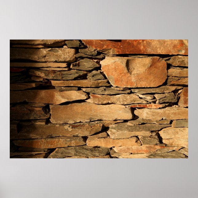 Póster Pared de piedra marrón (Frente)