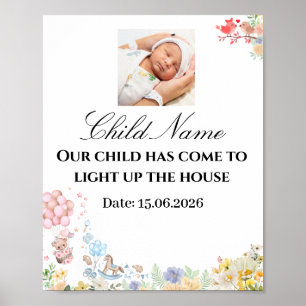 Póster Pared de Sweet Teddy Love Birds Baby Shower