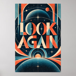 Póster Pared de tipografía cósmica retrofuturista 'Mira d