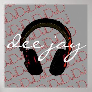 Póster pared decorativa de auriculares DJ de música
