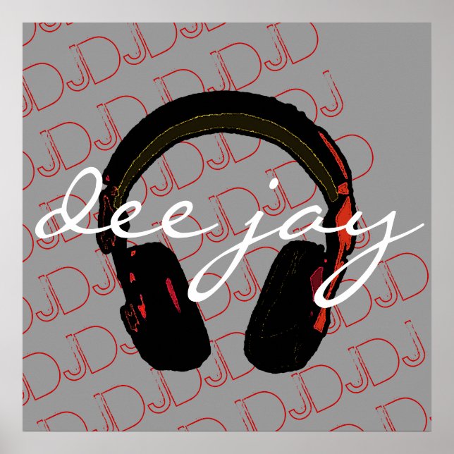 Póster pared decorativa de auriculares DJ de música (Frente)