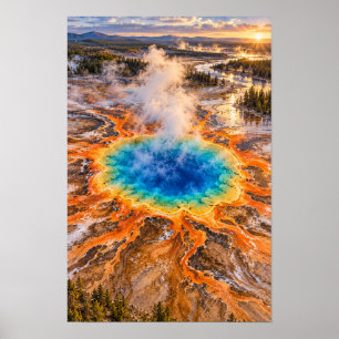 Póster Pared del paisaje de Grand Prismatic Spring Yellow