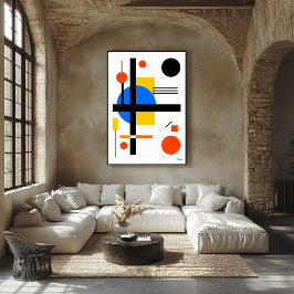 Póster Pared Minimalista Abstracta Geométrica Bauhaus Mod