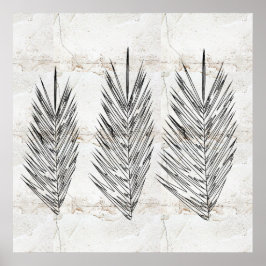 Póster Pared Naturales Resumen Palm Leaves Dibujo