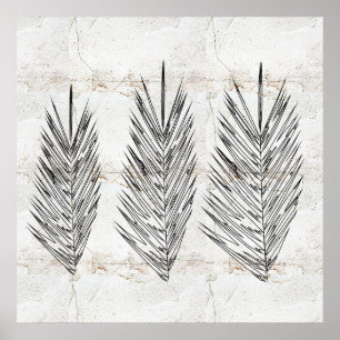 Póster Pared Naturales Resumen Palm Leaves Dibujo