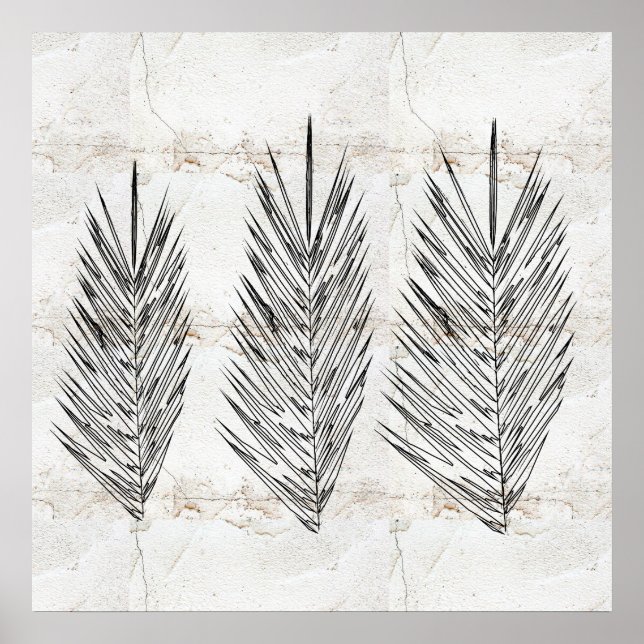 Póster Pared Naturales Resumen Palm Leaves Dibujo (Frente)