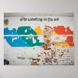 Póster Pared pintada de antaño con graffiti